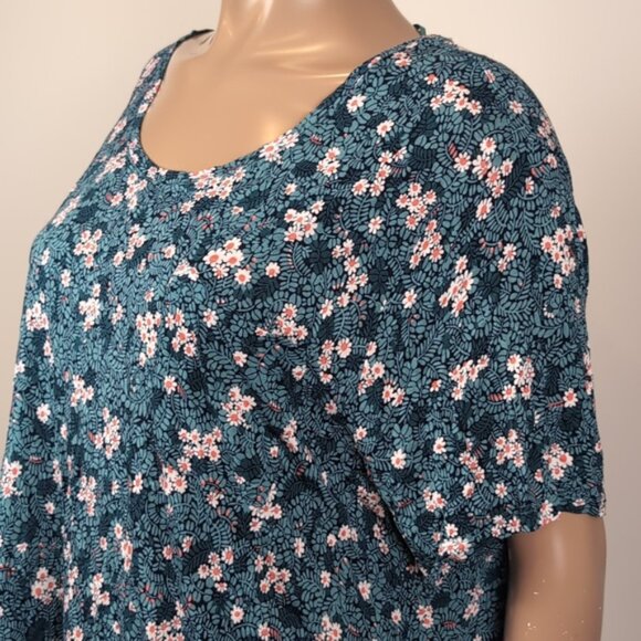 Joe Fresh Floral Tunic Top Womens Plus Size 3X Green Short Sleeve Tshirt - Picture 4 of 10